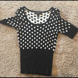 Short sleeve black with white polka dot sweater